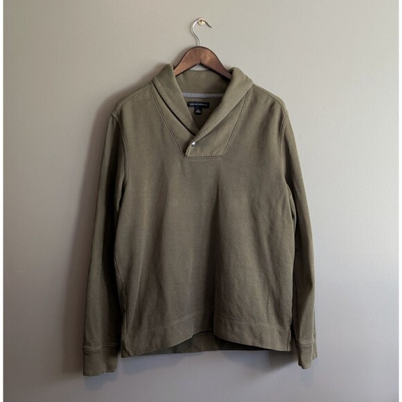 Banana Republic Size Medium Shawl Collar Sweater Mens Olive Green Pullover M - Picture 1 of 5